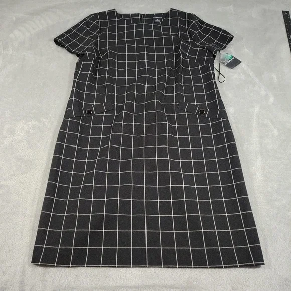 Liz Claiborne Dress Ladies 14 Black/White Check Sheath Dinner Work Church Party - Picture 1 of 10